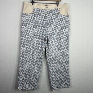 Lisa Says Gah‎ Pants Womens 38 Daisy Floral Plaid Allover Print Artsy Boho Retro